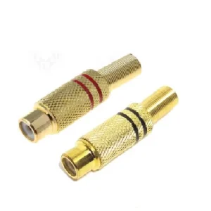 Plug RCA Metálico Dorado Hembra Negro/Rojo
