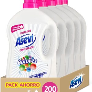 Asevi – Detergente Asevi Colores – Detergente Lavadora Líquido – Detergente Concentrado para Ropa de Color – 40 lavados PACK de 5