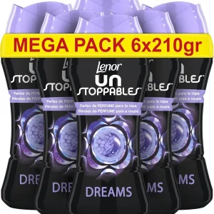LENOR Unstoppables Dreams, Perlas de Perfume para la Ropa , 93 Lavados (6 x 210 g), Perlas Suavizante Para Ropa, Fragancia Dreams