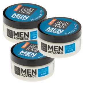 Cera de Peinado Masculina Llongueras Men Advance 85ml x 3 Unidades – Acabado Mate sin Brillo, Fácil de Aplicar y Eliminar, Ideal para Estilo Natural