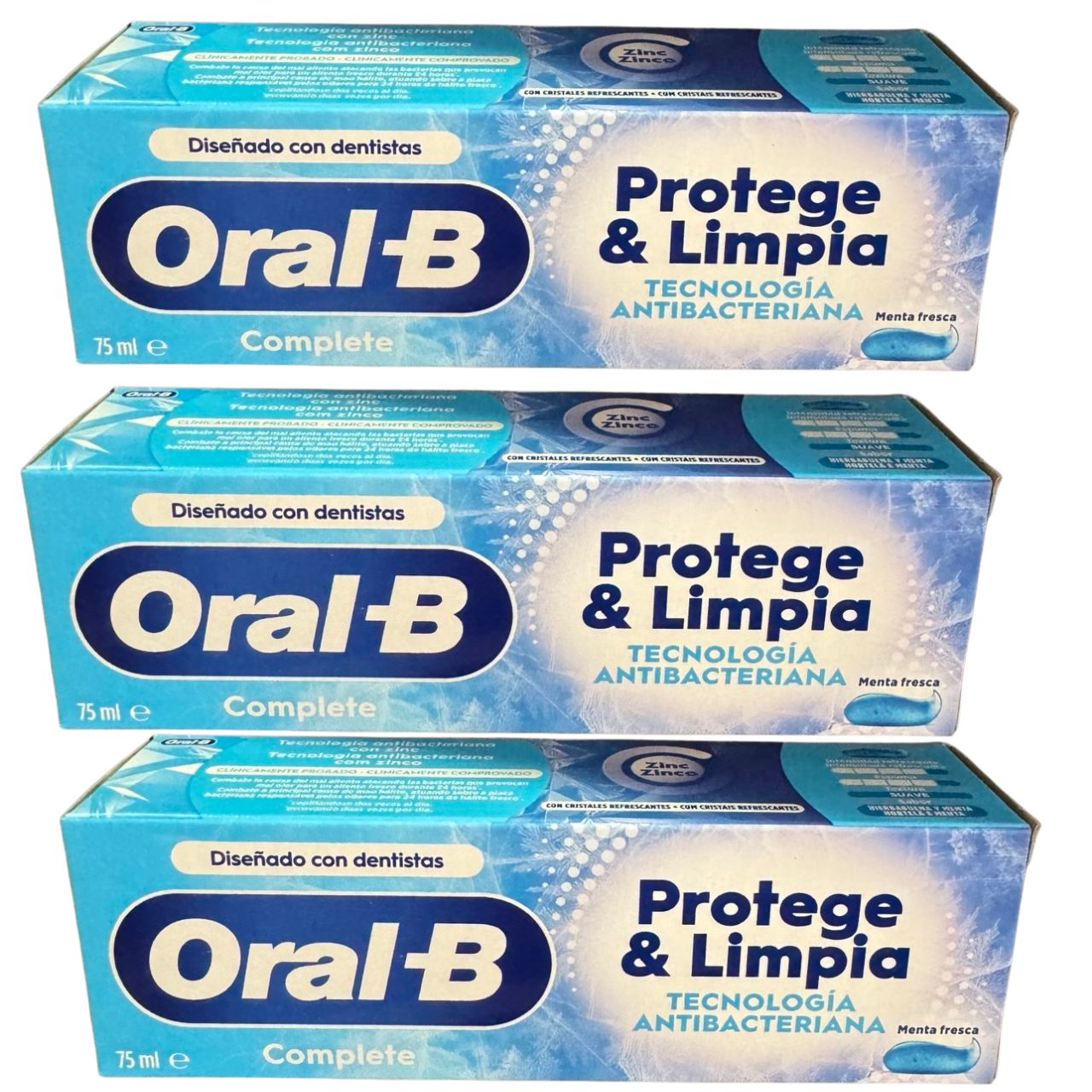 Oral B Pasta de Dientes 3 x 75 ml, Complete Menta Fresca - Imagen 2